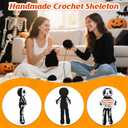 2 x Halloween Handmade Crochet Skeleton Gifts, Funny Crochet Spooky Collectible Decor, Cute Scary Trick or Treat Exchange Gifts for Teens Friend, Unique October Celebration Gag Gift Idea
