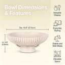 Large Decorative Bowl, 10.8" Beige Pedestal Bowl, Decorative Fruit Bowl for Home Decor, Stylish Key Bowl for Entry Table,Decorative Fruit Bowl for Kitchen Counter, Coffee Table Decor, Entryway Key