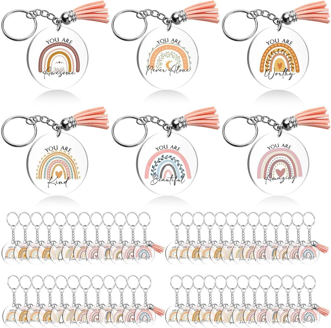 Unittype Inspirational Rainbow Keychain Bulk Gifts for Women Thank You Keychain Employee Appreciation Social Worker Teacher