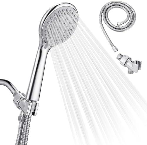 Detachable Handheld Shower Head with Hose - High pressure 5 Functions Showerheads Hand Held Shower Heads,Extra Long 4.7 ft. Stainless Steel Hose and Holder.