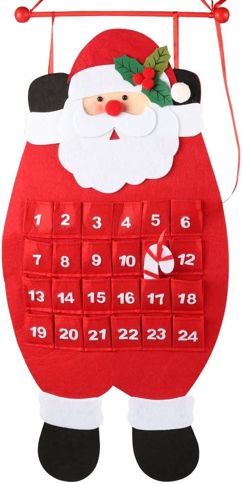 D-FantiX Santa Christmas Advent Calendar 2025, 3D Felt Hanging Advent Calendar Reusable Countdown to Christmas Calendar for Kids Christmas Decorations Gifts