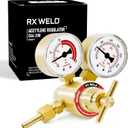 RX WELD Acetylene Regulator CGA-200 Welding Gas Gauges Rear Inlet With 9/16"-18 Outlet and Hose Connector, T-Handle