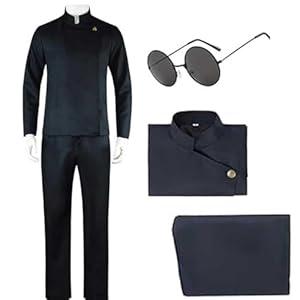 Men Costume Outfit Men Uniform Black Set Top Pants Halloween (3X-Large)