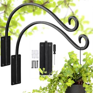 Heavy Duty Plant Hanger Bracket - Outdoor Hand-Forged Hanging Plant Bracket Durable and Stable Bird Feeder Hanger (1A-16" 2PCs)