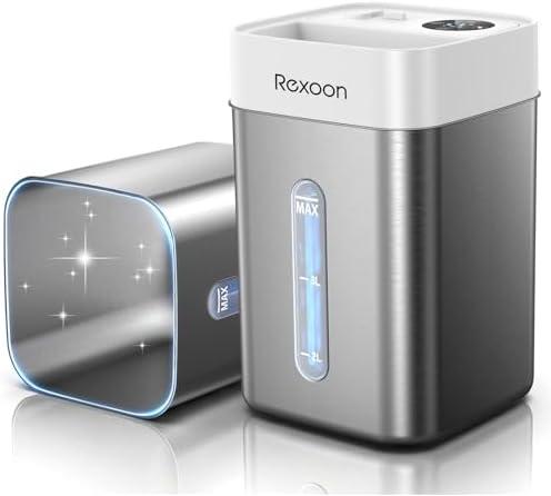 4.6L/1.2Gal Stainless Steel Humidifier for Bedroom, Top Fill Ultrasonic Cool Mist Humidifier Dishwasher Safe, Ultra-Low Noise, Sleep Mode, Humidifiers for Baby Nursery, Office & Indoor Plants