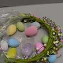 AMF0RESJ Easter Wreaths for Front Door Easter Egg Door Wreath with Colorful Eggs, Mixed Berry for Front Door Indoor Outdoor Farmhouse Home Wall Window Festival Wedding Decoration (Pink and Blue)