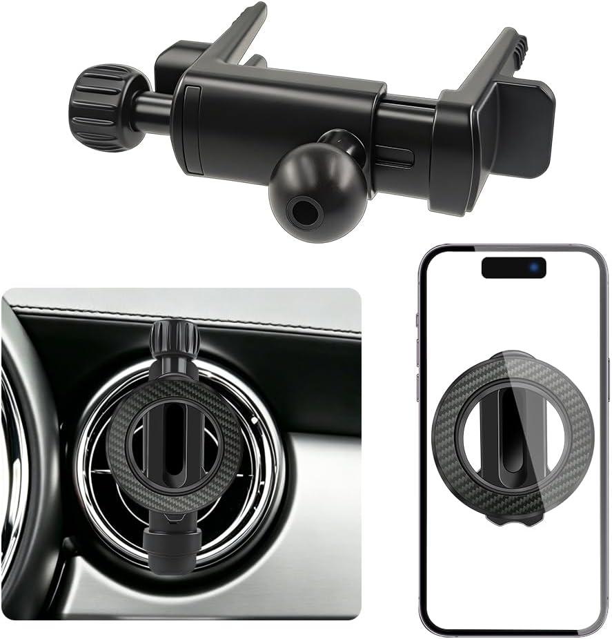 Car Magnetic Phone Holder Mount for Mini Cooper 2002-2012Hardtop 2013-2024Convertible 2013-2024Clubman 2008-2014Countryman 2011-2016 Coupe Paceman Roadster Circle Air Vent Accessories Stand