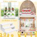 2Pcs Wood Cake Pop Display Stand, White Lollipop Holder 3 Tier with Twist Ties Lollipop Sticks, 33 Holes Sucker Storage Rack for Dessert Table of Wedding Birthday Party Christmas Day (B)