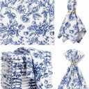 Mindsoft 12 Pack Blue Floral Cloth Napkins 18x18 Inch Reusable Linen Cotton Dinner Napkins Vintage Blue and White Table Napkin Cloth for Wedding Banquet Bridal Party Supplies