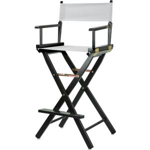 Casual Home 30" Director's Chair Black Frame-with White Canvas, Bar Height