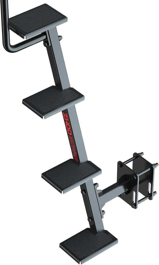 Heavy-Duty Side-Mount Boat Trailer Steps with Handrail  500LB Capacity, Steel Anti-Slip Steps, Compatible with 2"-4" W x 3"-5" H Trailer Tongues, All-Steel Powder Coated (4 Steps)