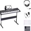Amazon Basics Portable Electric Keyboard Piano with 61 Full Size Keys, Built-in Speakers, Songs for Learning, Digital Piano, Black
