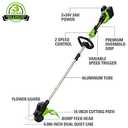 Greenworks 48V (24V x 2) 15" String Trimmer, (2) 2Ah Batteries and 4A Dual Port Charger Included