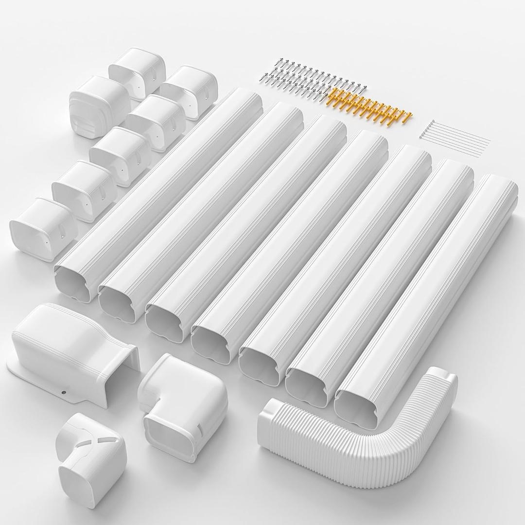 Mini-Split AC Line Set Cover: 3" 25.5 Ft Line Hide for Mini Split Central AC HVAC Heating System - Waterproof PVC Outdoor Pipe Cover Split Unit Line Guard Decorative Refrigerant Line Cover
