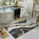 Color&Geometry Marble Bathroom Rugs, Ultra Thin Bath Mat,Black and White, 24"x36"
