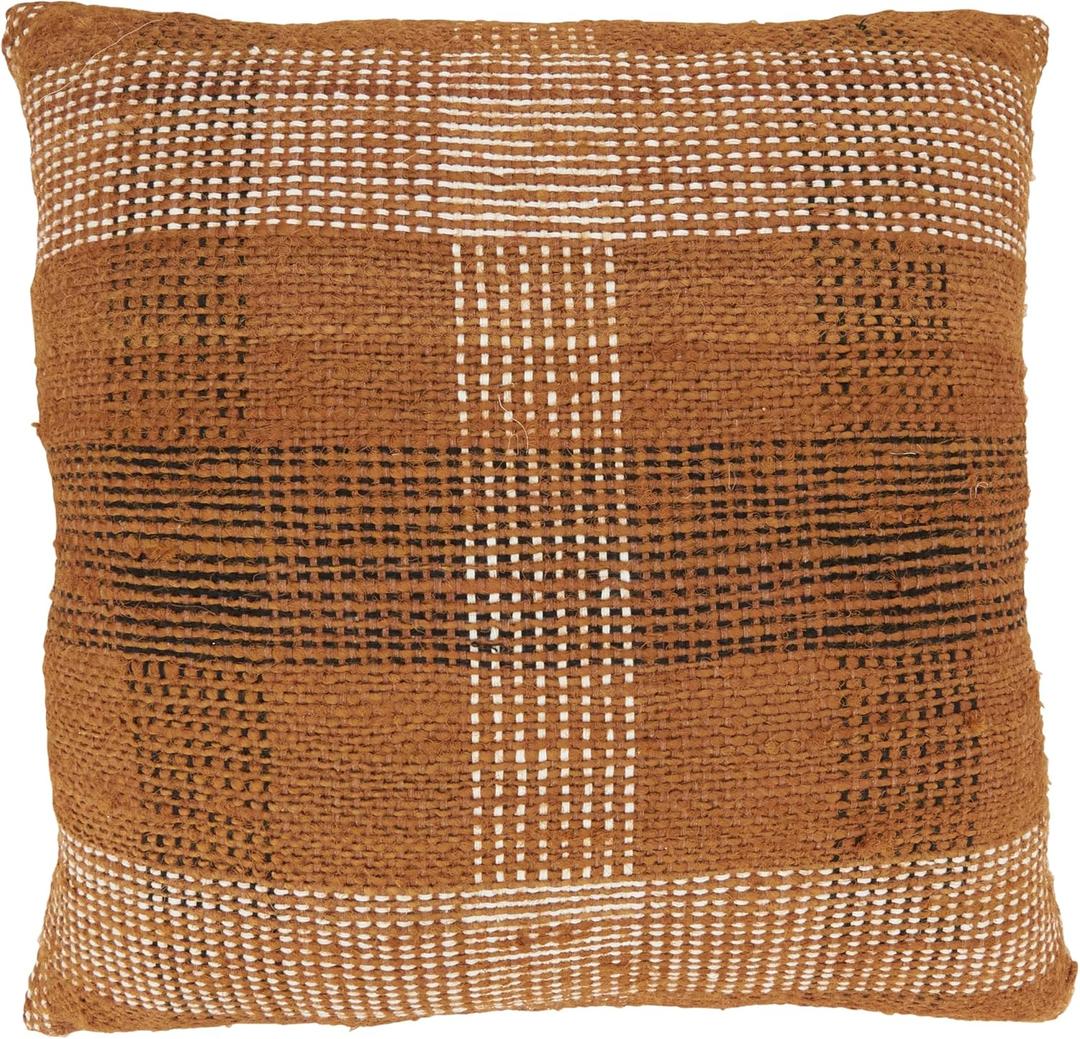SARO LIFESTYLE Rustic Charm Plaid Down Filled Throw Pillow (20")