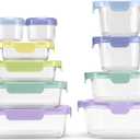 Ello Color Lock 20pc Glass Food Storage Containers with Lids, Purple Rain, 10 x Mixed