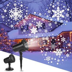 Christmas Snowflake Projector Lights, 180 Rotation Indoor Outdoor Storm Snowflake Light, Waterproof Holiday Projector Light, Night Light for Halloween Xmas Party Garden Landscape Decoration