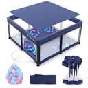 Foldable Baby Playpen for Babies and Toddlers, 50x50 Inch Portable Play Yard, Collapsible Play Pen with Mat, Visible Mesh, 50 Ocean Balls, Indoor/Outdoor Baby Fence Activity Center for Home