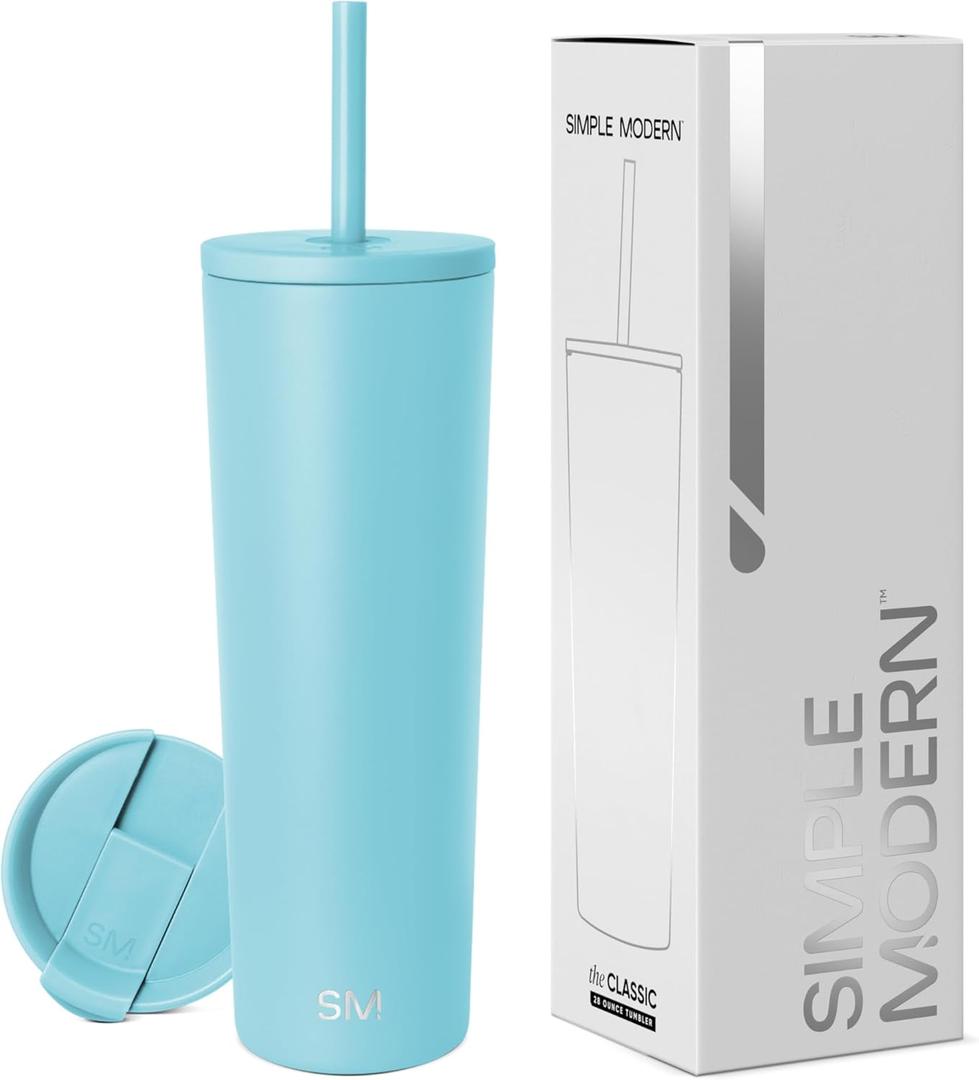 Simple Modern Insulated Tumbler with Lid and Straw | Iced Coffee Cup Reusable Stainless Steel Water Bottle Travel Mug | Gifts for Women Men Her Him | Classic Collection | 28oz | Nantucket Tides