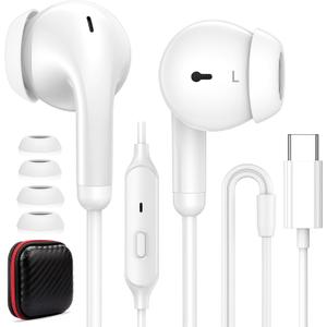 Wired Earbuds USB C Headphone for iPhone 17 Pro Max 16e 16 15 Plus Noise Canceling HiFi Bass Stereo in-Ear Headset Type C Earphone for Samsung A17 S26 S25 S24 FE A36 for iPad A16/Pixel 8a 9 9a 10