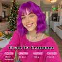 SOFEIYAN Short Wavy Purple Wig - 12 Inch Bob Wig with Bangs for Women Curly Shoulder Length Bob Wig with Bangs Soft Synthetic Hair Wigs for Girls Daily Costume Halloween Party Use