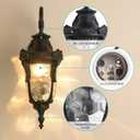 LONEDRUID Outdoor Wall Light Fixtures Black 20.47" H Exterior Wall Lantern Waterproof Sconce Porch Lights Wall Mount with Hammered Glass Shade for House