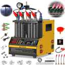 Fuel Injector Cleaner Machine 4 Cylinder Ultrasonic Fuel Injector Tester Cleaner, 9 Test Modes Cars Motorcycles injector tester and cleaner kit, Heated Cleaning Fuel Injection Machine with 1600ml Tank (orange)