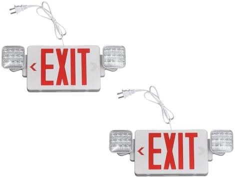 TANLUX Red Exit Sign with Emergency Lights, 1.0 Meter Plug in Exit Sign with Battery Backup Lights for Business, Commerical Emergency Lighting Combo, UL Listed, AC 120V, Double Face, 2 Pack