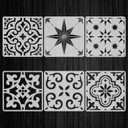 6Pcs Floor Stencil Tile Stencil, 12x12 Inch Tile Stencils Floor Stencils Furniture Wall Garden Patio Bathroom Decor DIY Reusable