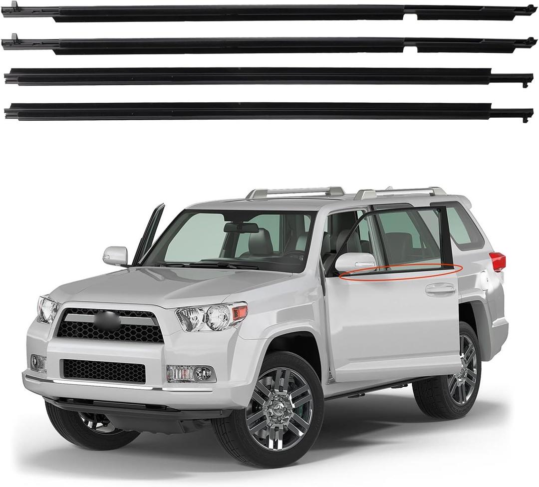 75712-35011 75711-35011 Door Window Molding Weatherstrip Belt Seal Kit Compatible with Toyota 4Runner 2010-2023 Replaces 75722-35011 75721-35011