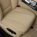 Black Panther PU Car Seat Cover, Front Seat Protector Compatible with 95% Vehicles,Anti-Slip & Full Wrapping Bottom (W 21.26''D 20.86)(1Piece,Beige)