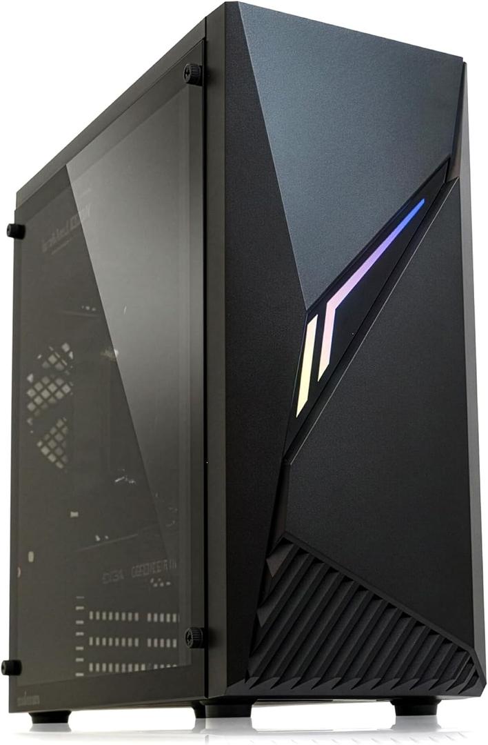 Zalman Raven ATX Mid-Tower Gaming PC Case - RGB Lighting Strip with Control Button, Full Tempered Glass Side Panel, 1 x 120mm Fan Pre-Installed, USB 3.0, Desktop Computer Case