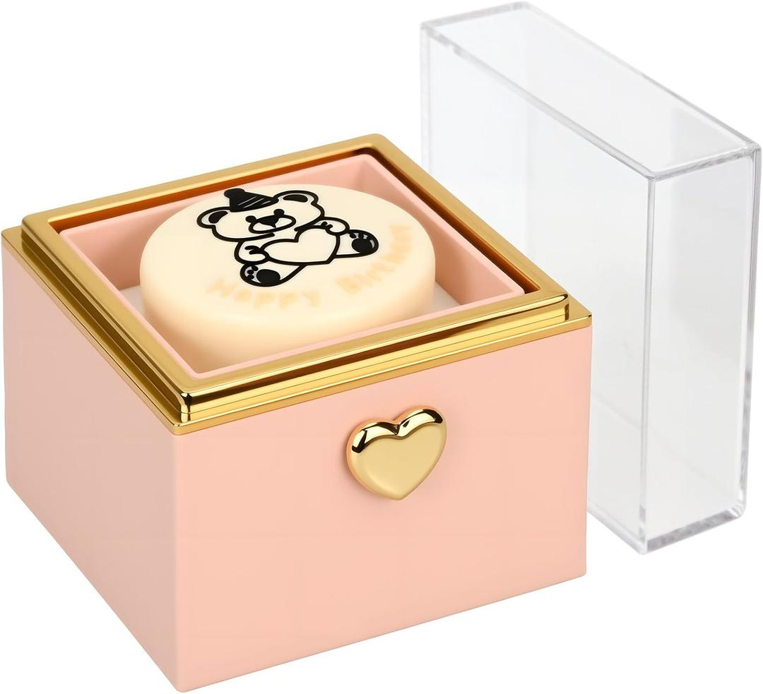 Rotating jewelry box, pop-up surprise gift box, romantic birthday surprise rotating necklace and ring box, Valentine's Day, birthday, anniversary, wedding gift (Pink)