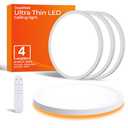 2Pack Dimmable LED Flush Mount Ceiling Light Fixture with Remote Control, 24W 2400LM, 12Inch, 2000K Warm Night Light & 3000K-6500K, Modern Super Slim Ceiling Lamp for Bedroom Kitchen, White