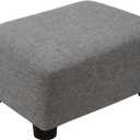 CAROLMADE Small Foot Stool Ottoman Footstool with Legs Under Desk Footrest for Living Room Bedroom and Office,Linen-Grey (11"D x 15.4"W x 8.3"H)