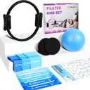 Goocrun Pilates Ring Set Exercise Equipment, with Exercise Resistance Bands Set, Pilates Ball, Sliding Disks. Portable Home Gym - with Fitness Guide Poster