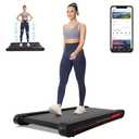 Walking Pad Treadmill with APP, 3 in 1 Under Desk Treadmill, 2.5HP Low Noise Walking Vibration Pad with Remote Control,Portable Treadmills for Home Office, Red (Batteries Are Not Included)