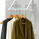 Over The Door Hanger, Foldable Over The Door Drying Rack with 20"-32" Expandable Width, Space Saving Doors Clothes Hanger for Laundry, Bathroom, Apartment, Fits Doors up to 1-1/4, Metal, White