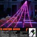 Spider Webs Halloween Decorations Outdoor 290 LED Halloween Spider Web Lights Decoration with 78.7" Large Spider & 3.53 oz Stretch Cobweb 23 Ft Giant Lighted Web with 8 Modes (Purple & Orange)