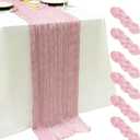6Pack Light Pink Cheesecloth Table Runner,17 x 108 inch Sheer Cheese Cloth Fabric Table Runner Boho Pink Table Runners Bulk for Wedding,Birthday,Party,Holiday,Home Decor