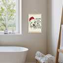 JOQUXI Funny Christmas Golden Retriever Bathroom Wall Art Decor, Christmas Bathroom Decor, Funny Santa Hat Golden Retriever Framed Artwork Poster Prints for Washroom Restroom, 12x16 Inch