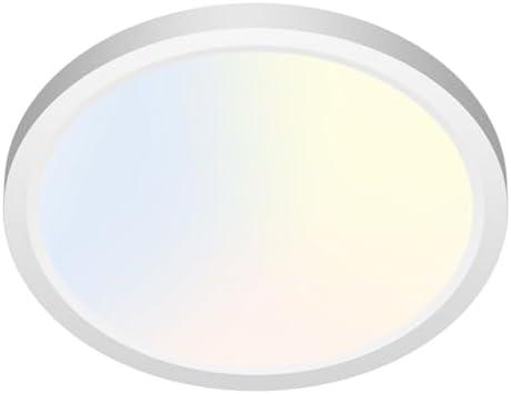 zemty LED Ceiling Light Fixture 6.5 Inch, 12W 1200lm Light Fixtures, Adjustable 3000K 4000K 6500K, Round Flat Ceiling Lamp for Bathroom Closet Hallway Laundry