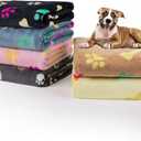Dono 1 Pack 6 Blankets for Dogs, Soft Fluffy Paw Print Pattern Fleece Pet Blanket Warm Sleep Mat Cute Print Design Puppy Kitten Blanket Doggy Mat for Dog Cat Kitten Doggy (Bone-2)