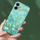 Compatible with iPhone 16 Plus Case,Almond Tree Artistic Flower Paintings by Van Gogh,Soft TPU Slim Protective Cover