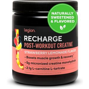 LEGION Recharge Post Workout Drink - Micronized Creatine Monohydrate Natural Post Workout Recovery Drink - Muscle Builder & Recovery Booster Post Workout Supplements (Strawberry Lemonade, 30 Servings)