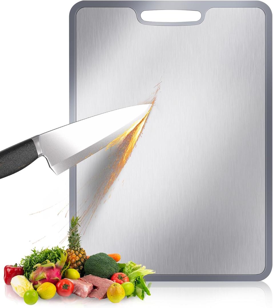 Titanium Cutting Board - 5mm Thick with Edge Protection, Non-Deforming & Lightweight for Kitchen, Camping, and Housewarming Gifts15*11