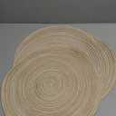SHACOS Round Placemats Set of 6 Cotton Polyester Braided Place Mats 15 inch Heat Resistant Washable Table Mats for Kitchen Dining Party Natural Table Decor (Beige, 6)