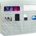 Sofa Armrest Organizer Armchair Caddy for Recliner, Remote Control Holder for Recliner, Non-Slip Armchair Caddy with 6 Pockets Storage for Magazine, Tablet, Phone, Light Grey