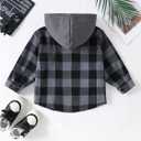 GORGLITTER Boy's Plaid Flannel Button Down Halloween Shirts Fall Long Sleeve Hooded Blouse Dressy Outfits Clothing, Size 6Y (Gray)